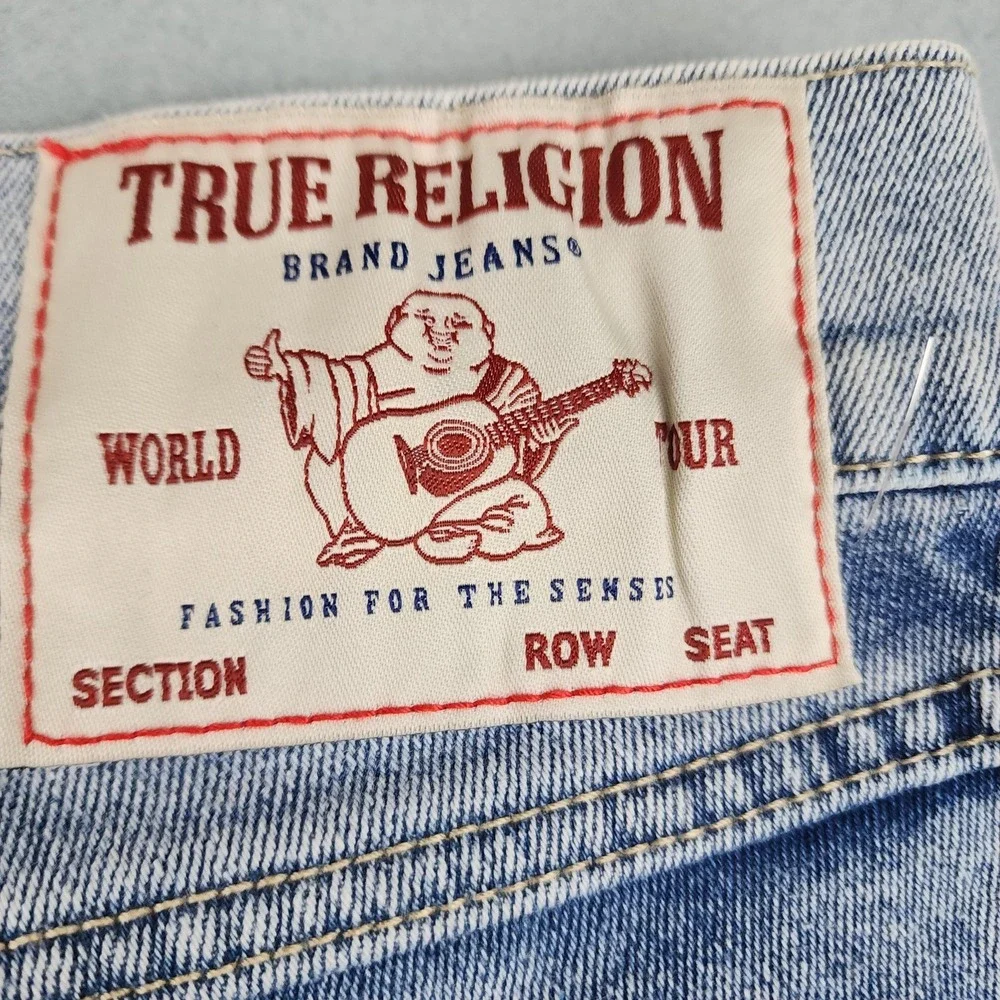 True Religion Billy Jeans Mens 36x32 Light Wash Relaxed Bootcut Stretch Denim SN